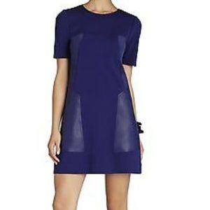 BCBGMaxazria Chrissie Pointe & faux-leather shift XS
